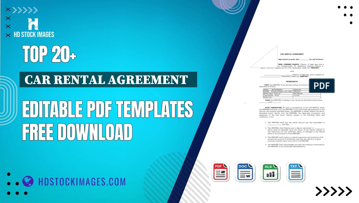 Top 20+ Car Rental Agreement   Editable PDF Templates Free Download