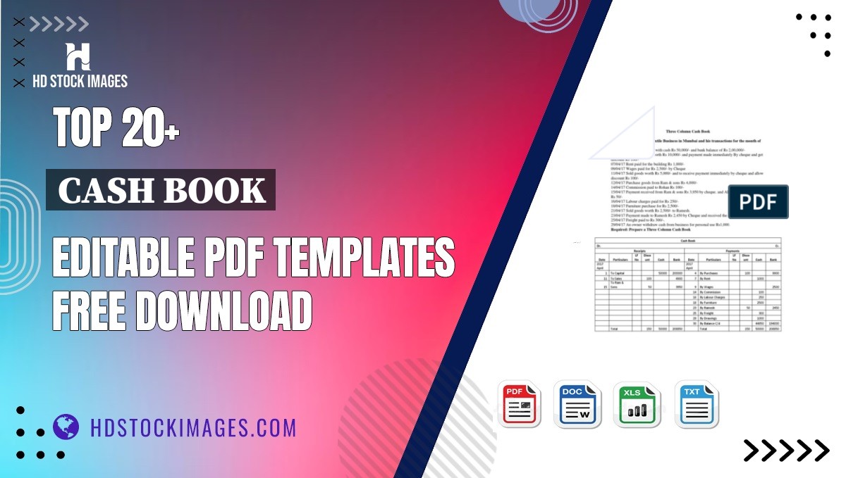 Top 20+ Cash Book Editable PDF Templates Free Download