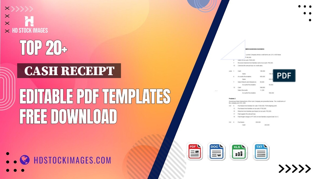 Top 20+  Cash Receipt  Editable PDF Templates Free Download