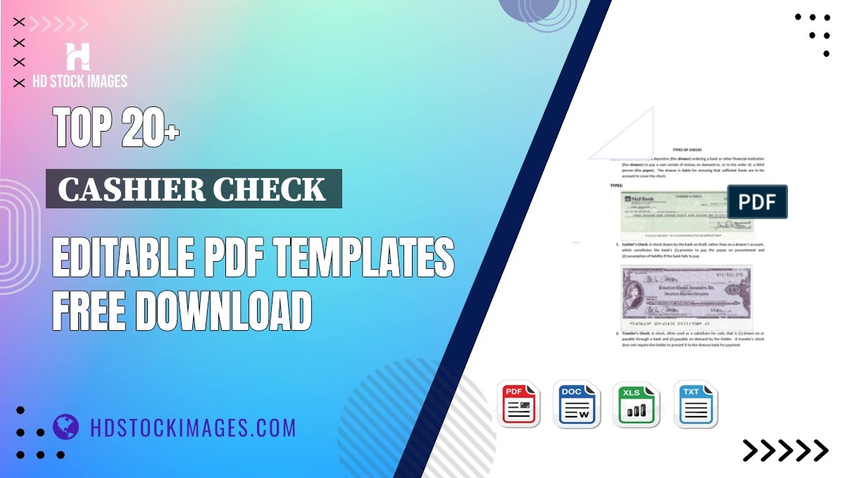 Top 20+ Cashier Check  Editable PDF Templates Free Download