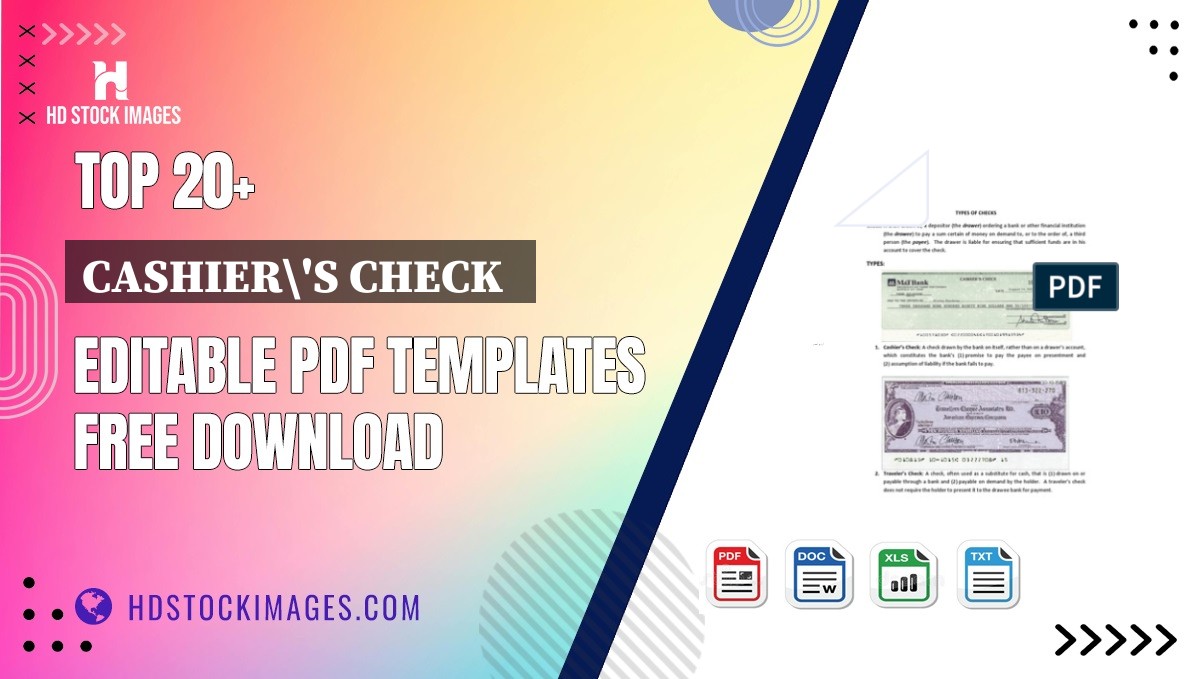 Top 20+ Cashier's Check   Editable PDF Templates Free Download