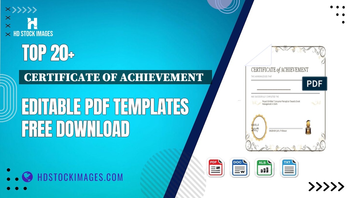 Top 20+ Certificate Of Achievement   Editable PDF Templates Free Download