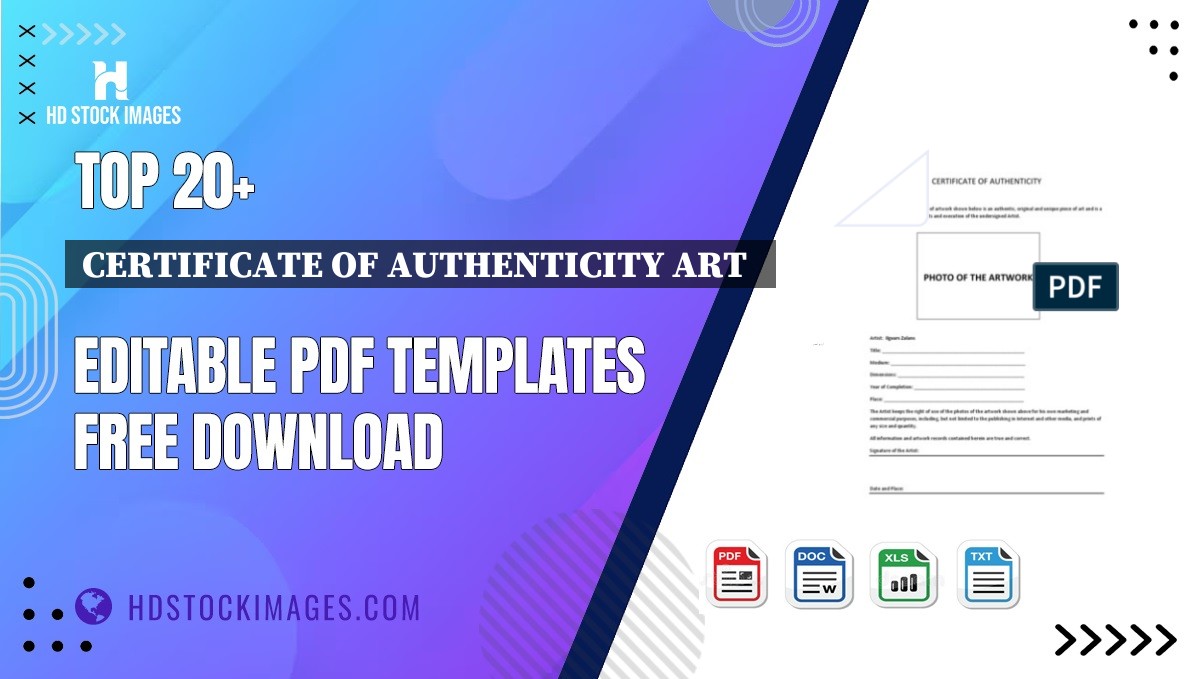 Top 20+ Certificate Of Authenticity Art   Editable PDF Templates Free Download