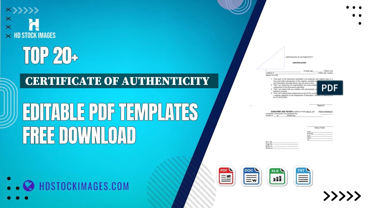 Top 20+ Certificate Of Authenticity   Editable PDF Templates Free Download