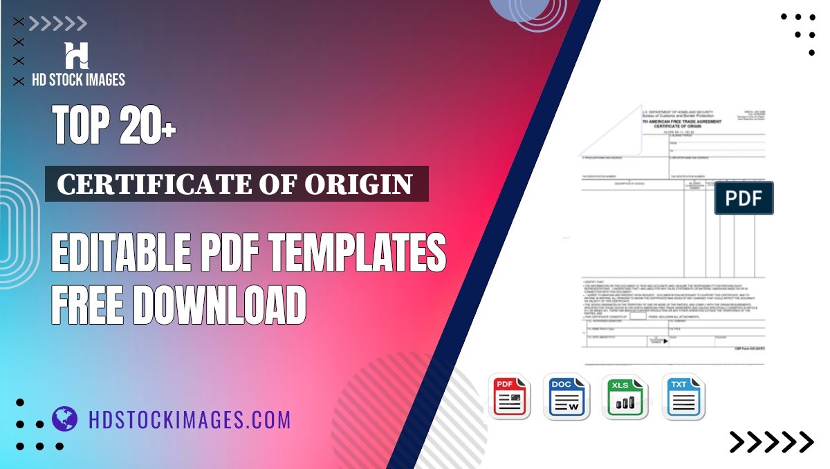 Top 20+ Certificate Of Origin  Editable PDF Templates Free Download