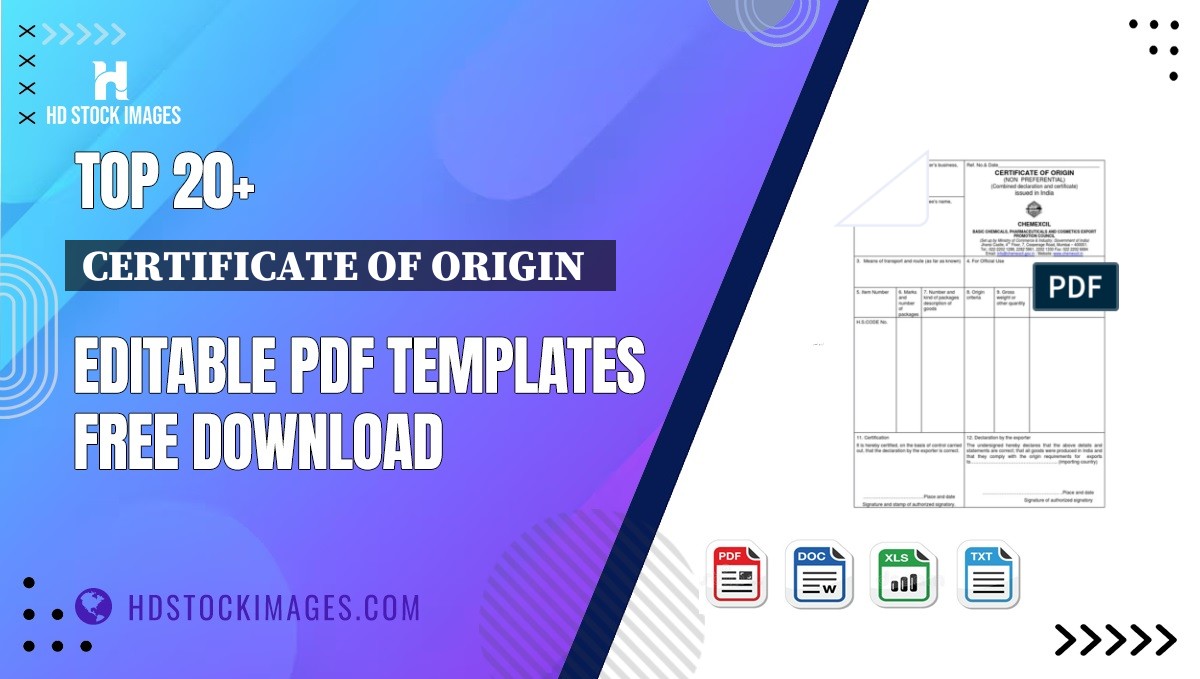 Top 20+ Certificate Of Origin   Editable PDF Templates Free Download