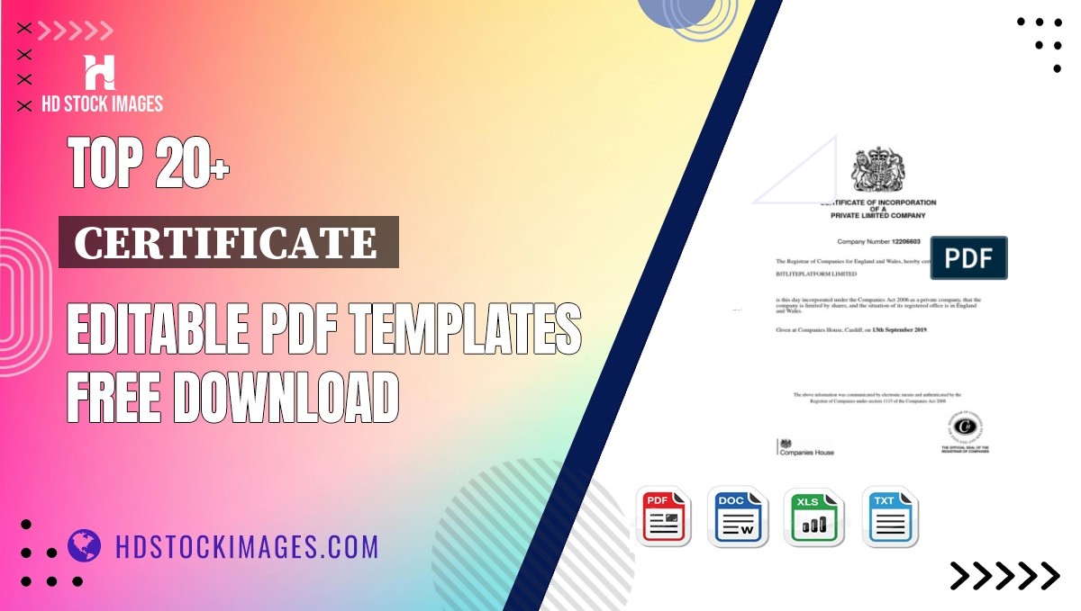Top 20+ Certificate  Editable PDF Templates Free Download