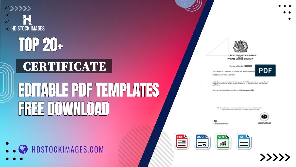 Top 20+  Certificate  Editable PDF Templates Free Download