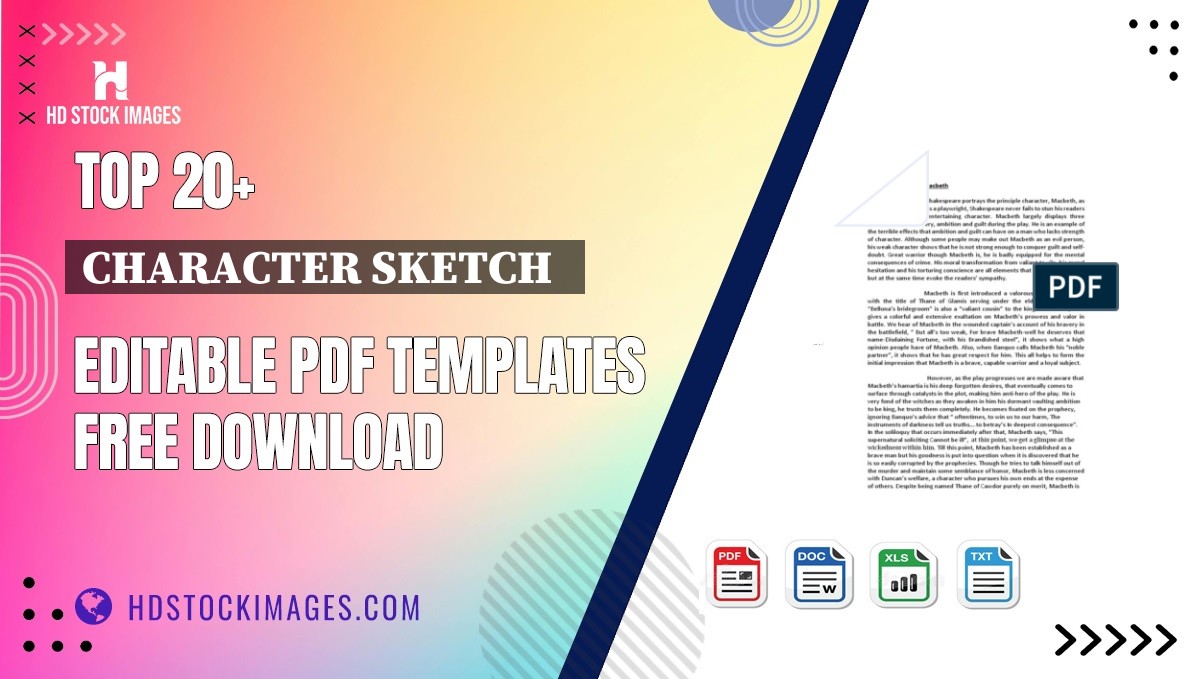 Top 20+ Character Sketch   Editable PDF Templates Free Download