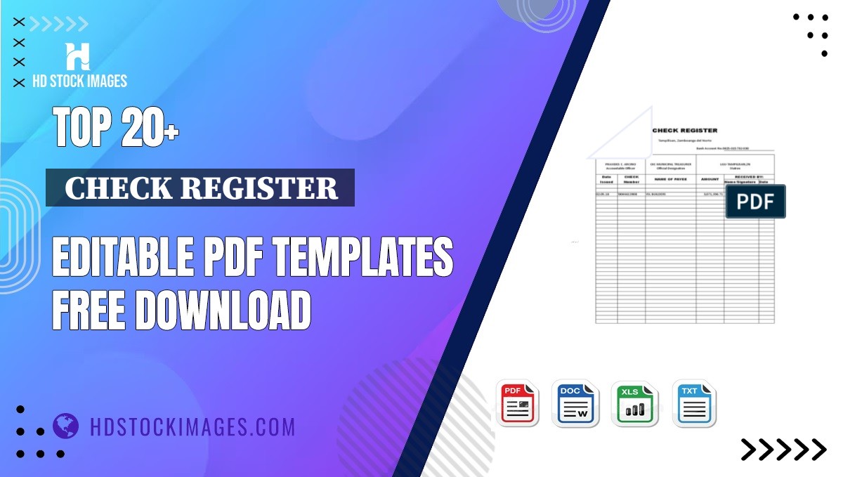 Top 20+  Check Register  Editable PDF Templates Free Download