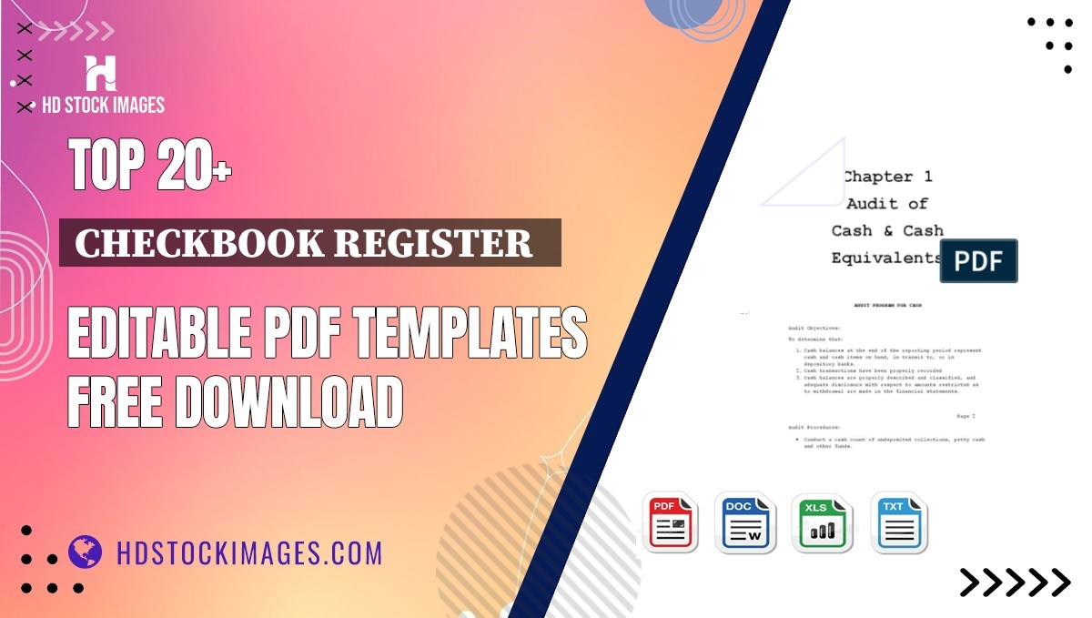 Top 20+ Checkbook Register   Editable PDF Templates Free Download