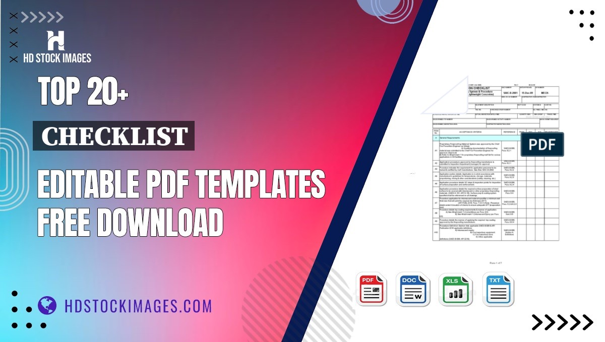 Top 20+ Checklist Editable PDF Templates Free Download