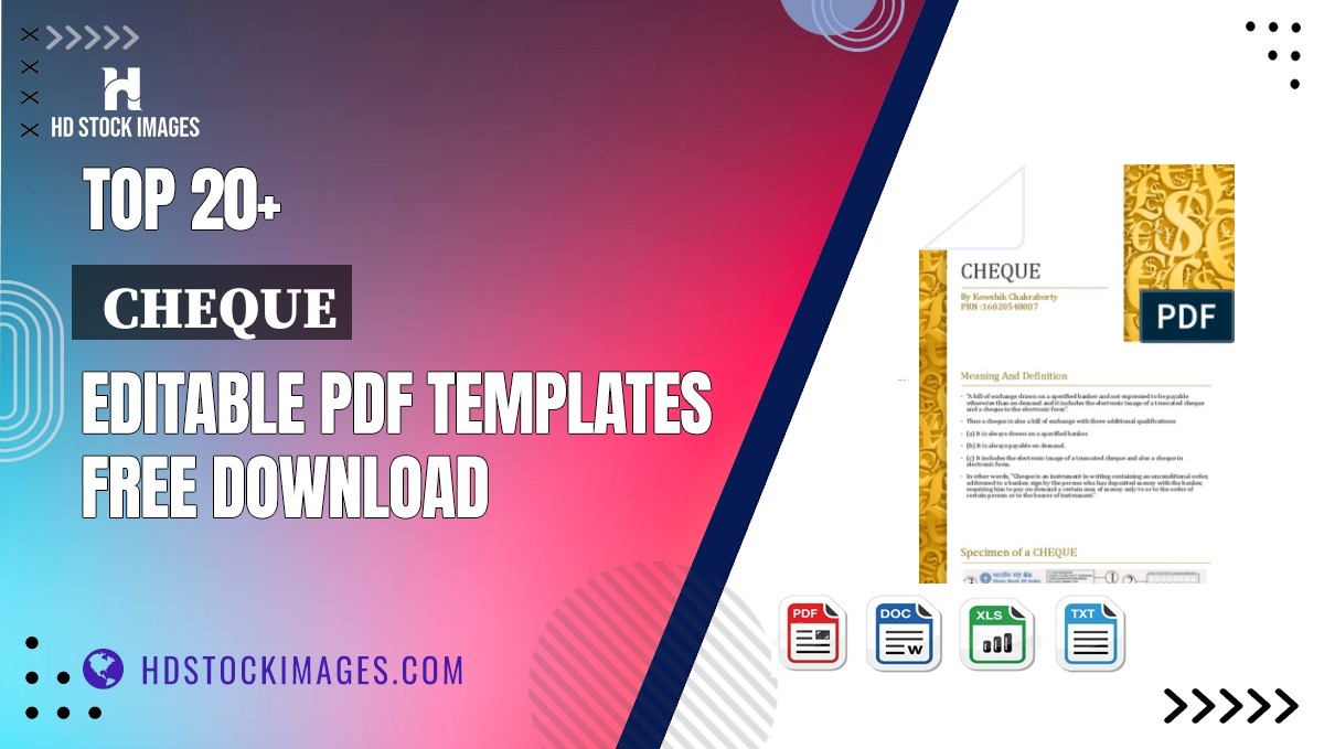 Top 20+  Cheque Editable PDF Templates Free Download