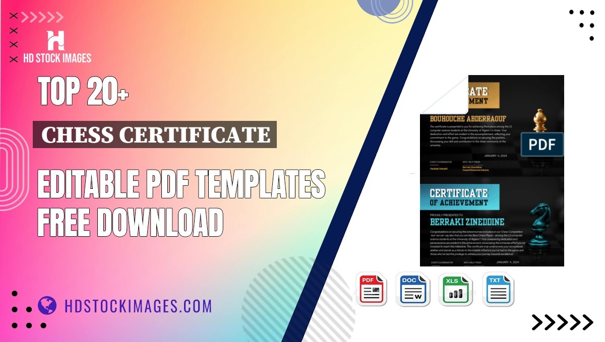 Top 20+ Chess Certificate Editable PDF Templates Free Download