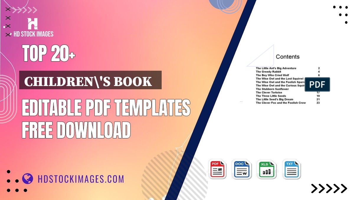 Top 20+ Children's Book   Editable PDF Templates Free Download