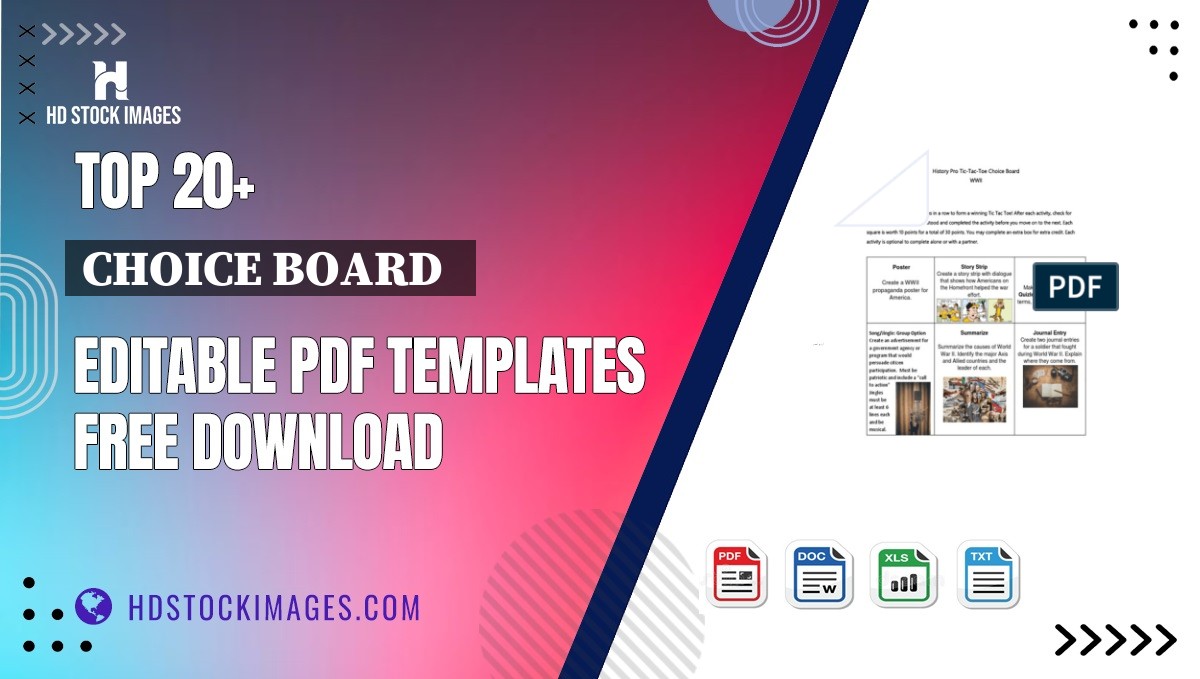 Top 20+ Choice Board   Editable PDF Templates Free Download