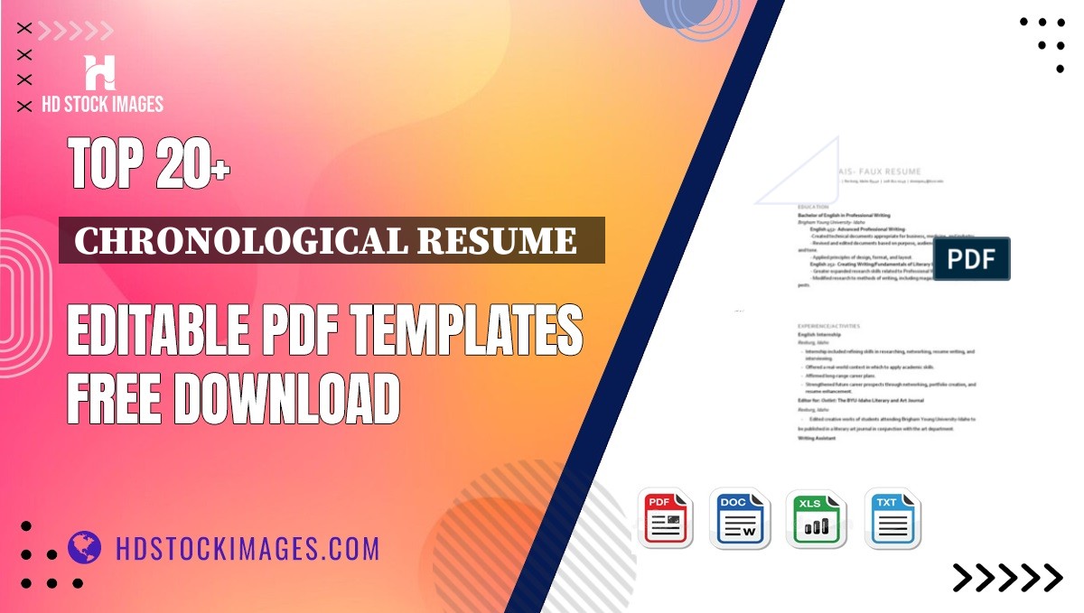 Top 20+ Chronological Resume   Editable PDF Templates Free Download