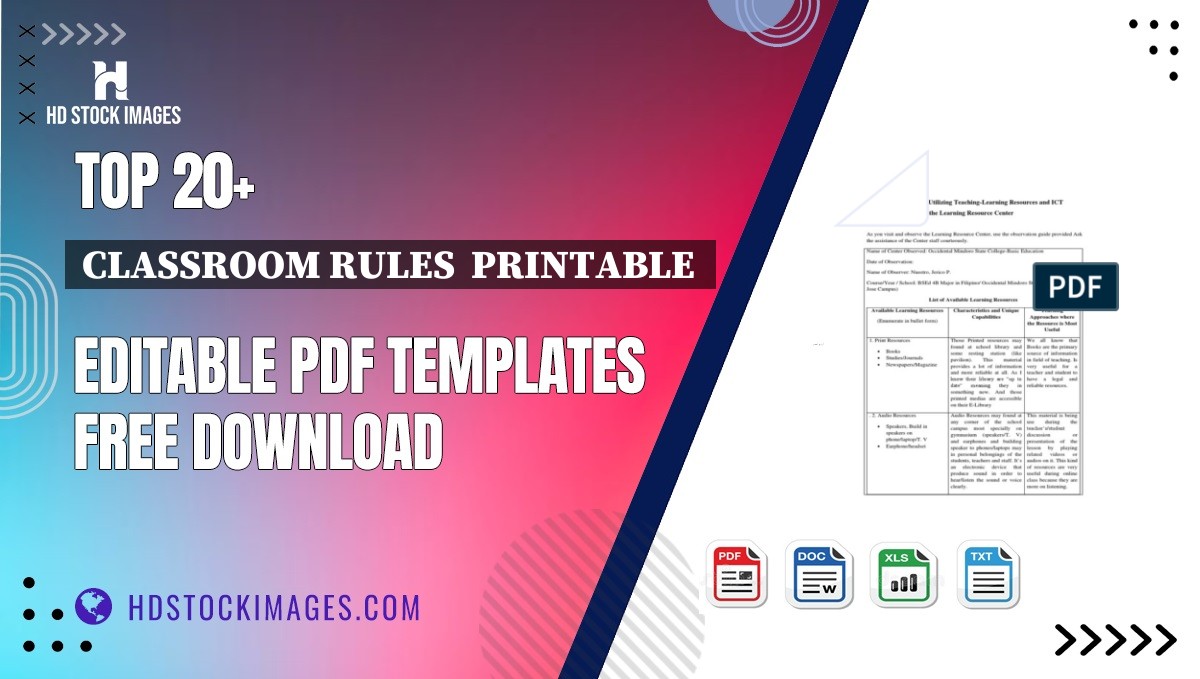 Top 20+ Classroom Rules  Printable  Editable PDF Templates Free Download