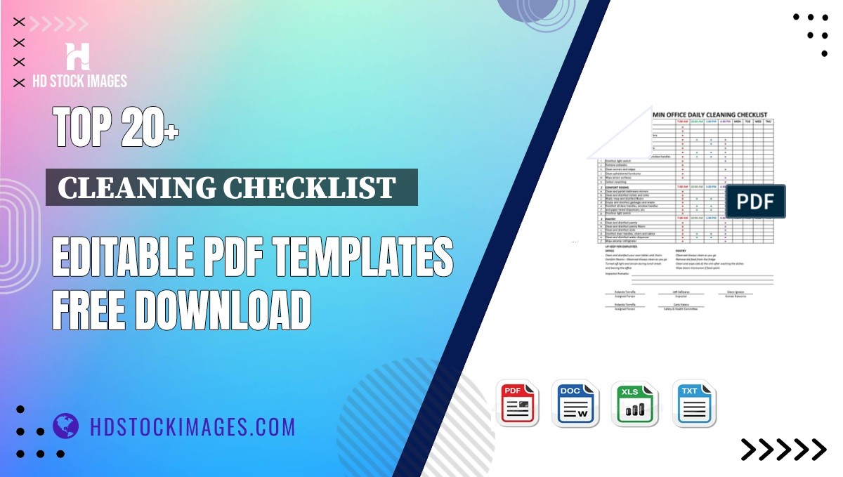 Top 20+ Cleaning Checklist   Editable PDF Templates Free Download