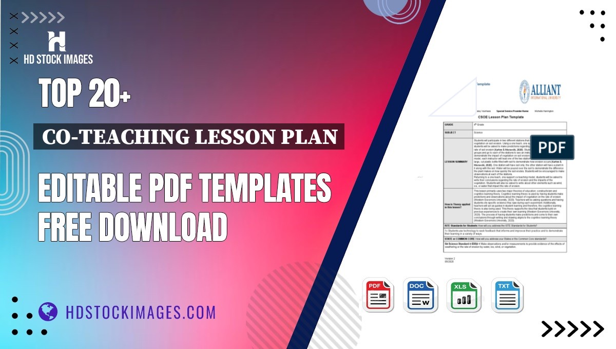 Top 20+ Co-teaching Lesson Plan Editable PDF Templates Free Download