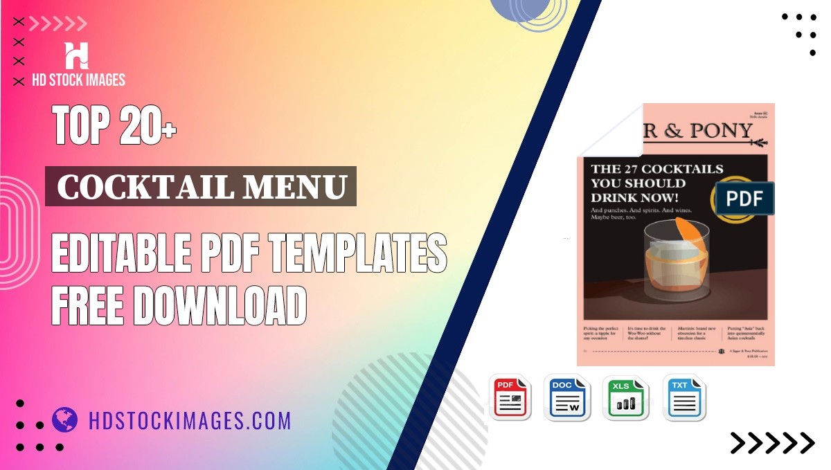 Top 20+ Cocktail Menu Editable PDF Templates Free Download