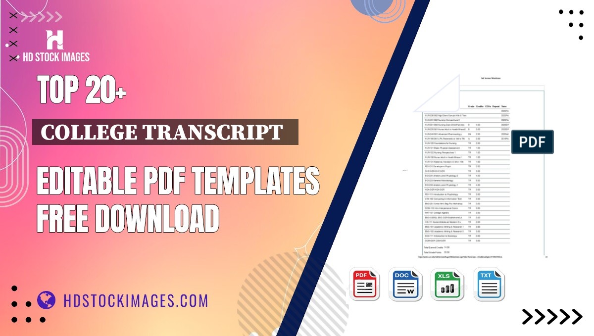 Top 20+ College Transcript   Editable PDF Templates Free Download