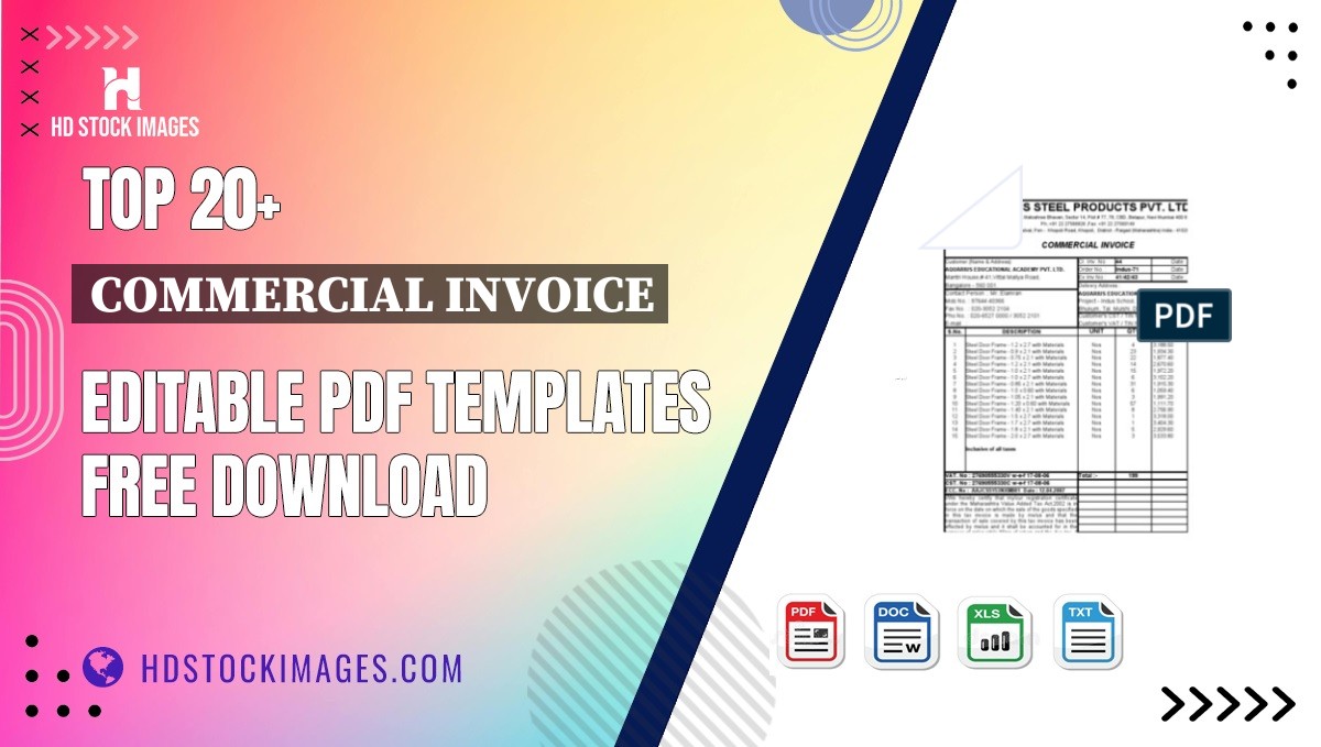 Top 20+ Commercial Invoice Editable PDF Templates Free Download