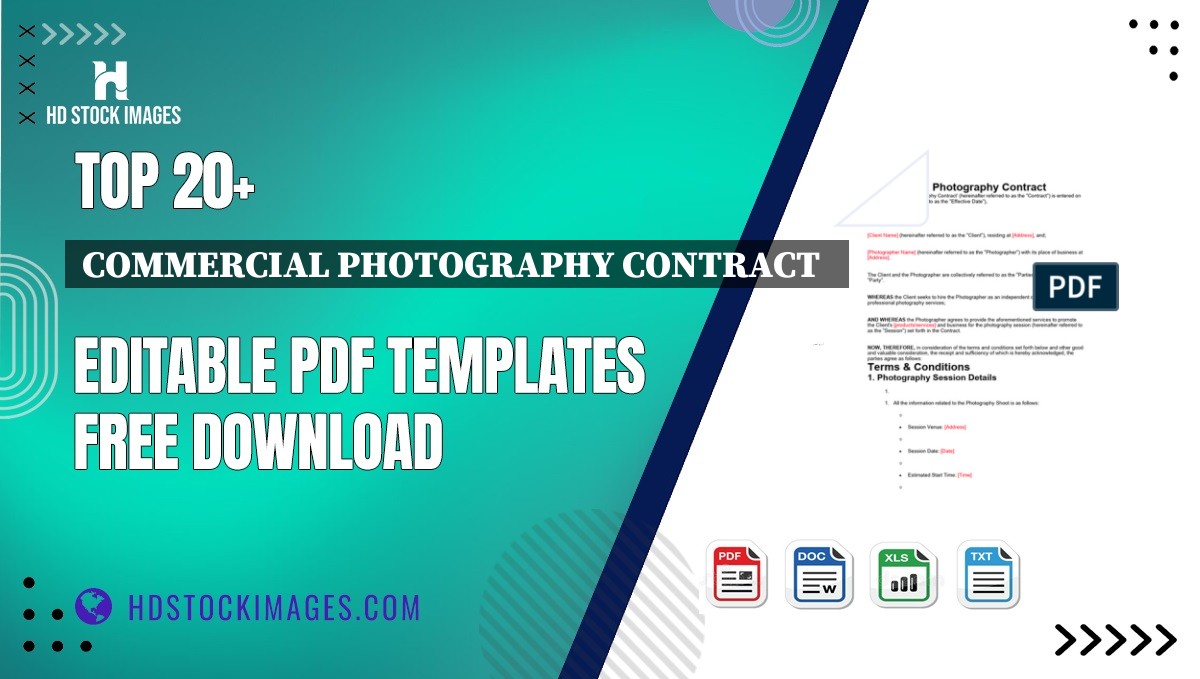 Top 20+ Commercial Photography Contract   Editable PDF Templates Free Download