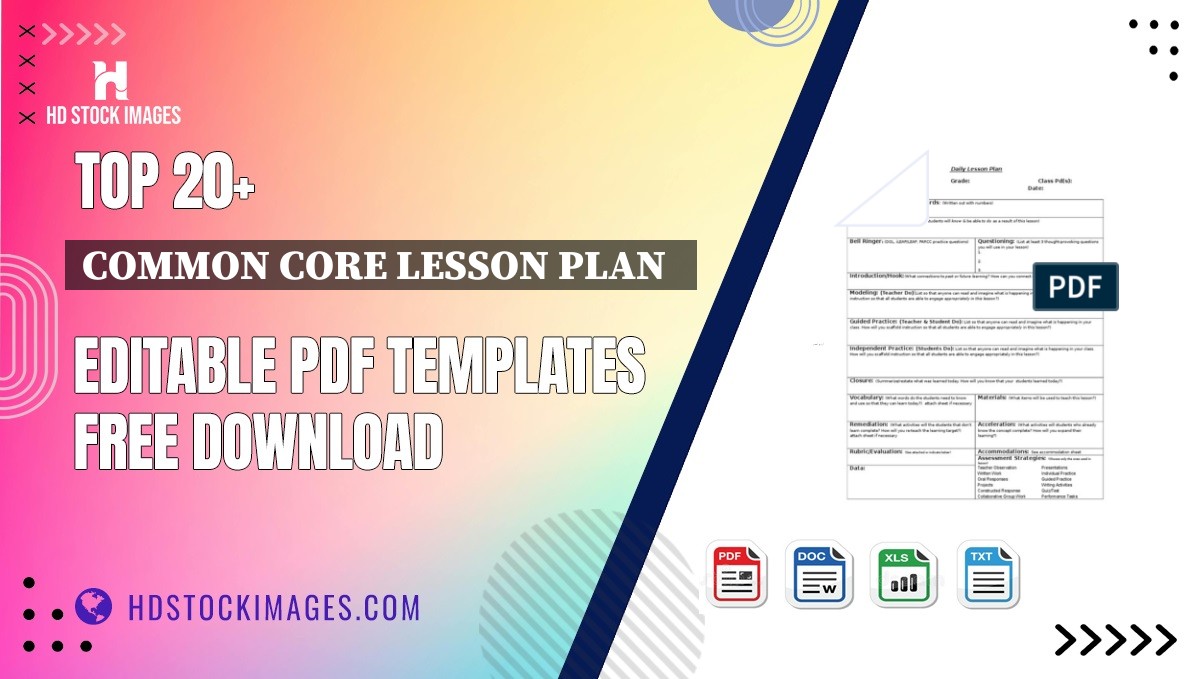 Top 20+ Common Core Lesson Plan   Editable PDF Templates Free Download