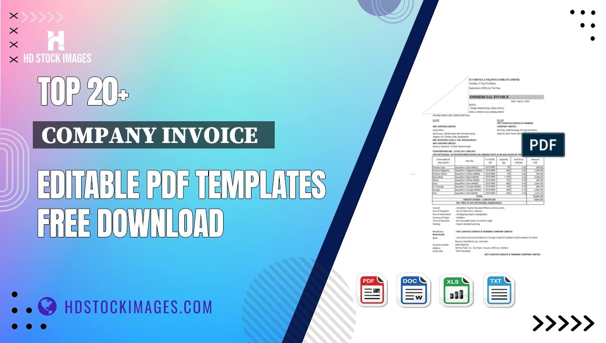 Top 20+ Company Invoice   Editable PDF Templates Free Download