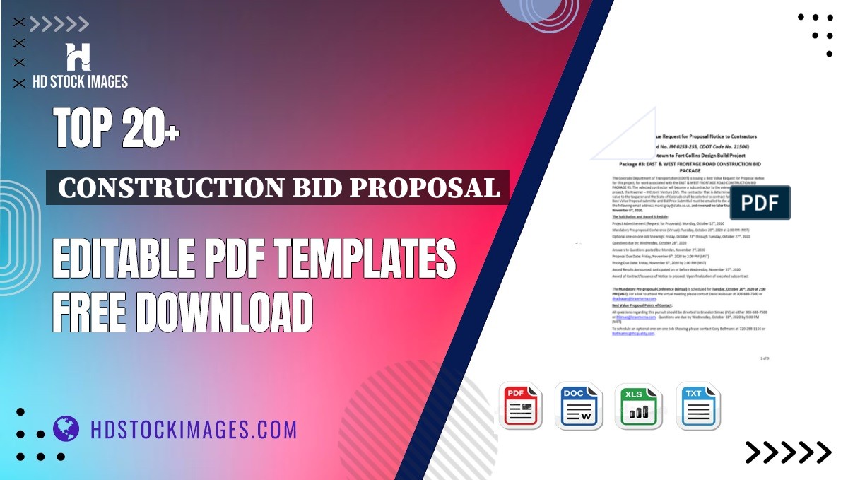 Top 20+ Construction Bid Proposal Editable PDF Templates Free Download