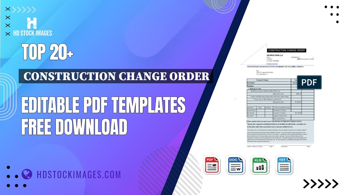 Top 20+ Construction Change Order Editable PDF Templates Free Download