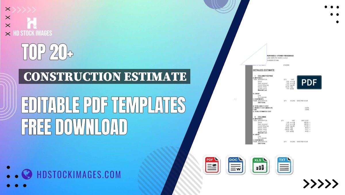 Top 20+ Construction Estimate Editable PDF Templates Free Download