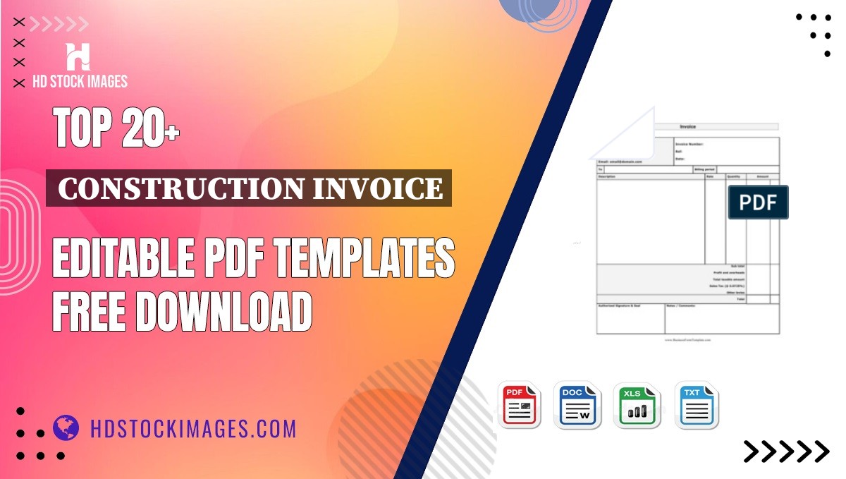 Top 20+ Construction Invoice Editable PDF Templates Free Download