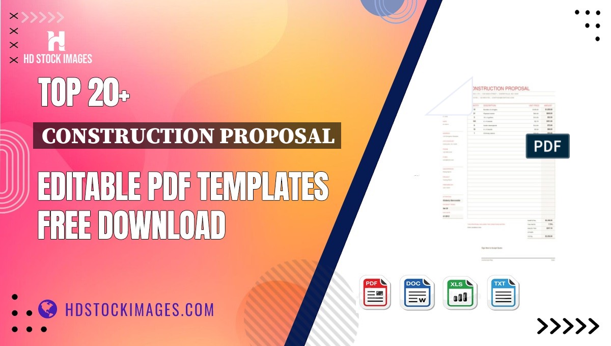 Top 20+ Construction Proposal Editable PDF Templates Free Download