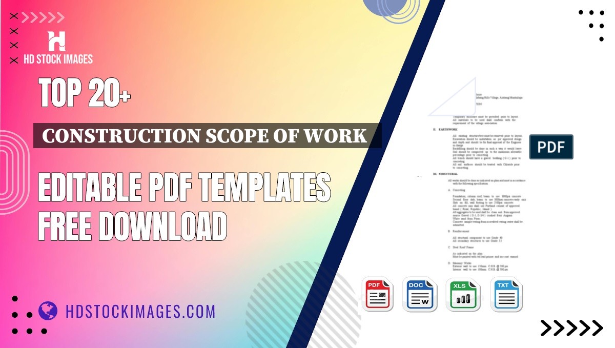 Top 20+ Construction Scope Of Work   Editable PDF Templates Free Download