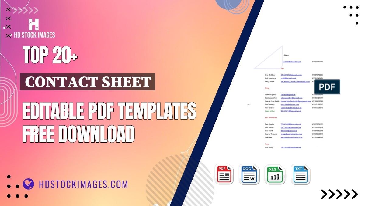 Top 20+ Contact Sheet Editable PDF Templates Free Download