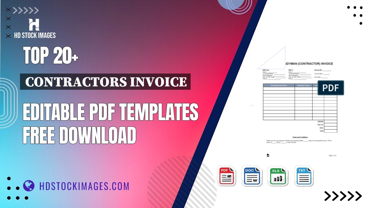 Top 20+ Contractors Invoice Editable PDF Templates Free Download