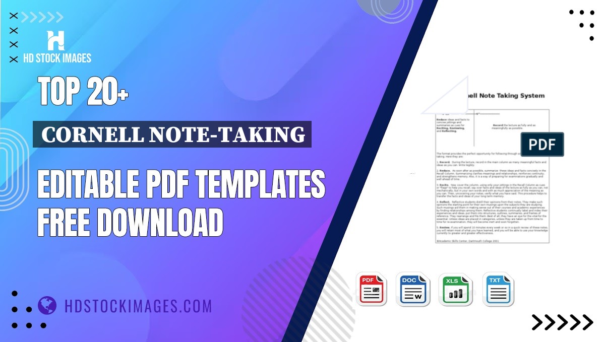 Top 20+ Cornell Note-taking Editable PDF Templates Free Download