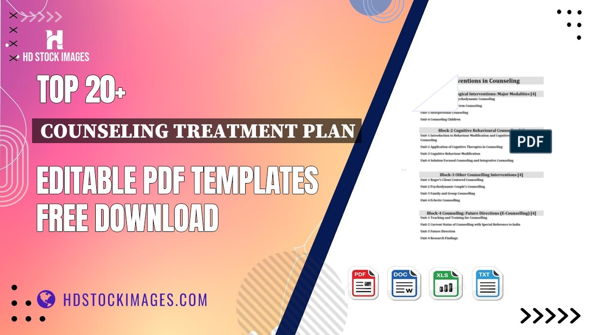 Top 20+ Counseling Treatment Plan Editable PDF Templates Free Download