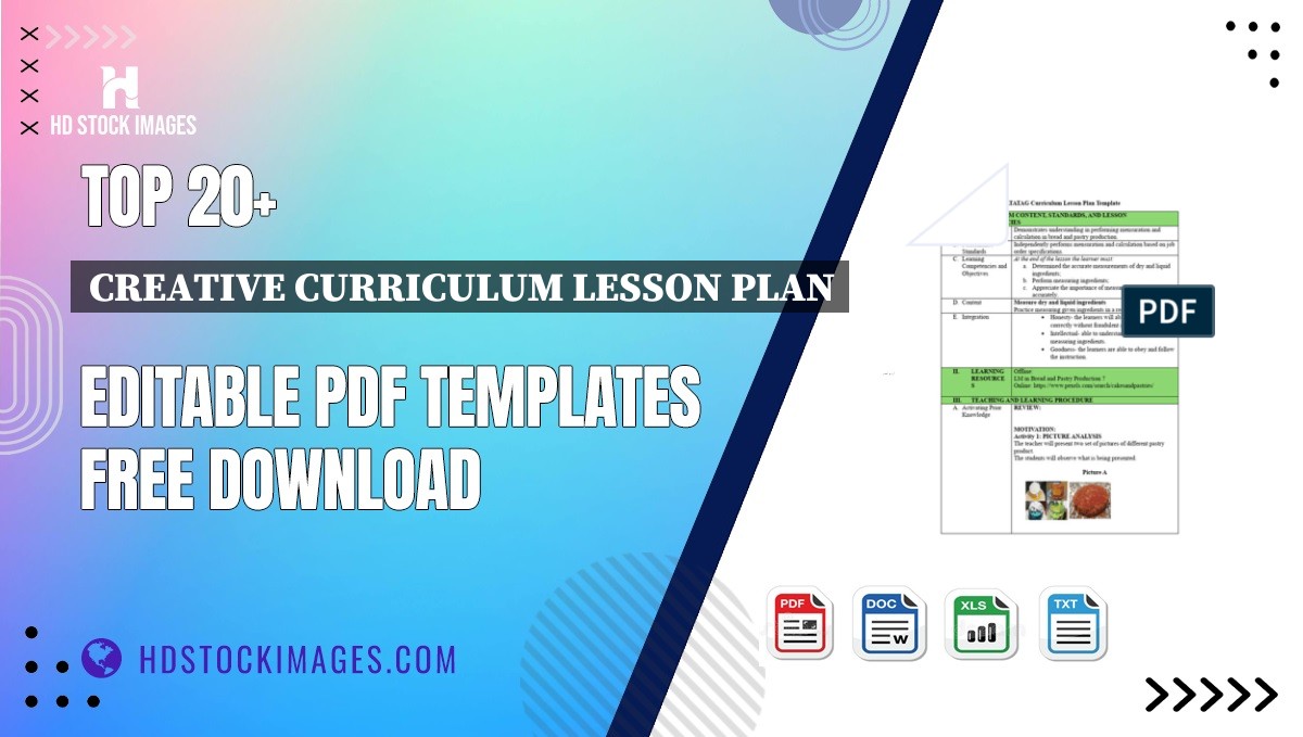 Top 20+ Creative Curriculum Lesson Plan Editable PDF Templates Free Download