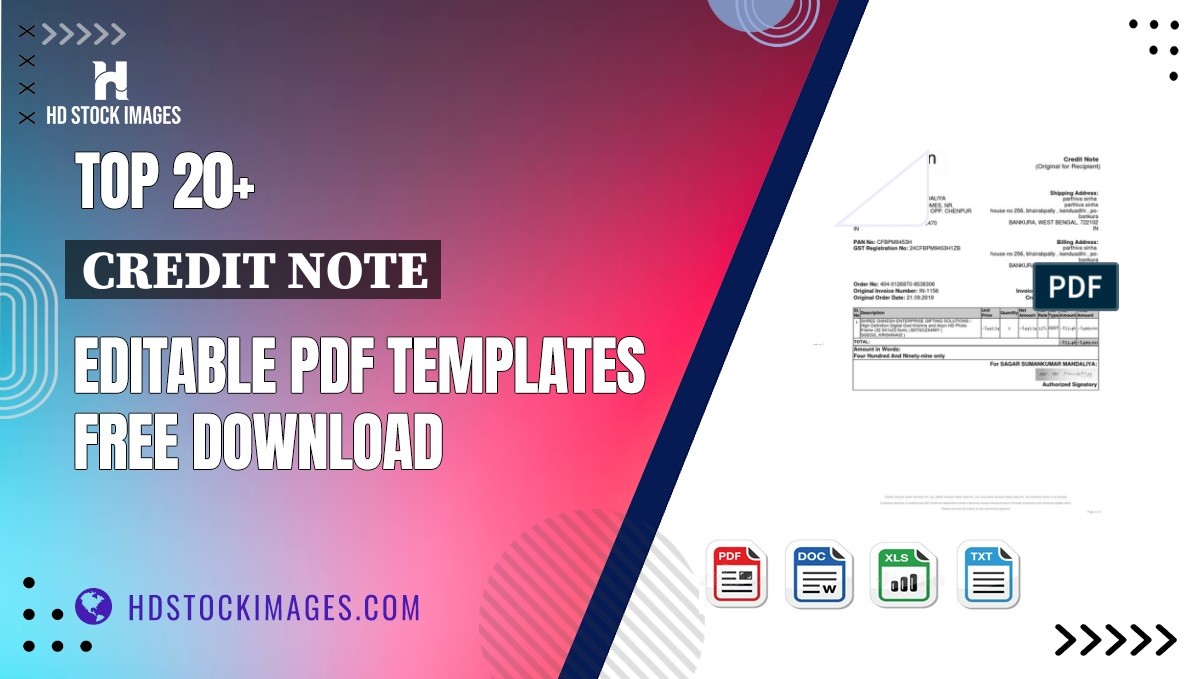 Top 20+ Credit Note Editable PDF Templates Free Download