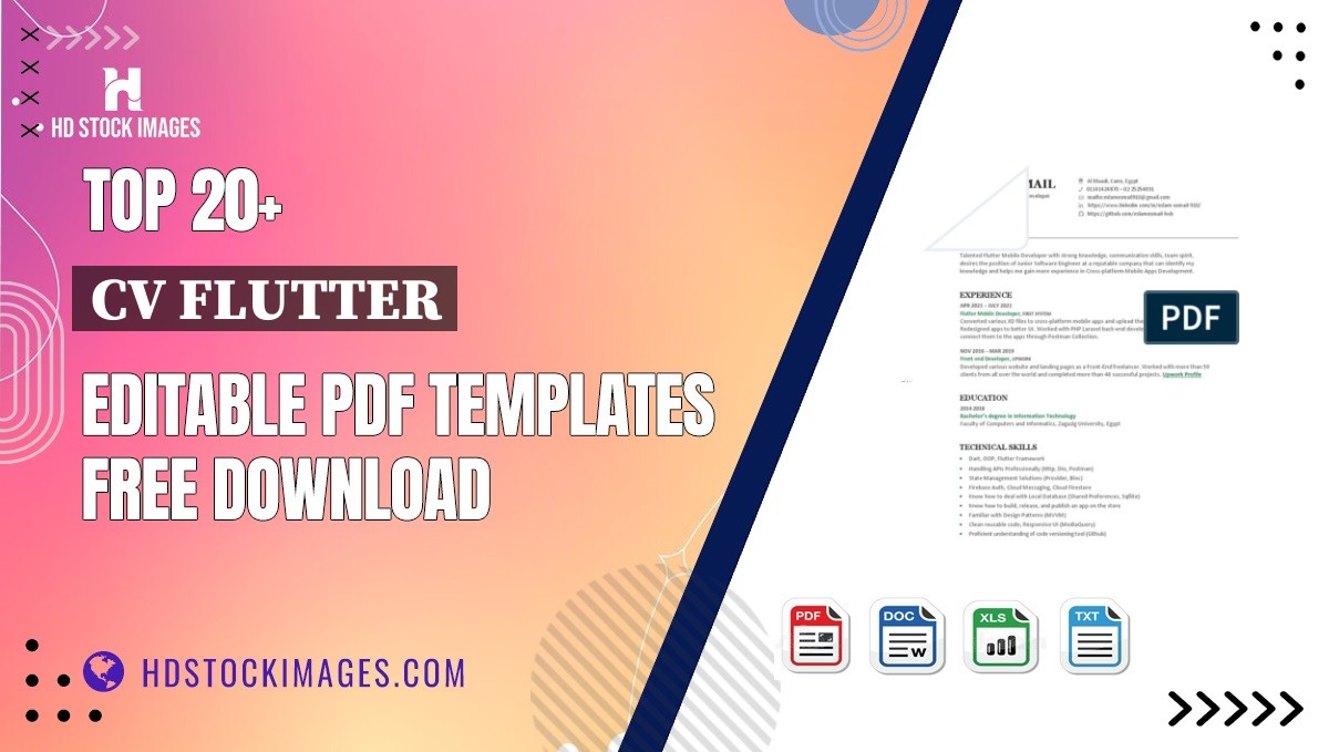 Top 20+ Cv Flutter Editable PDF Templates Free Download