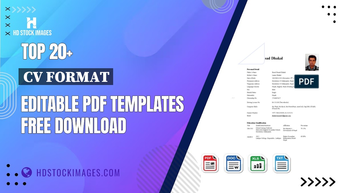 Top 20+ Cv Format Editable PDF Templates Free Download