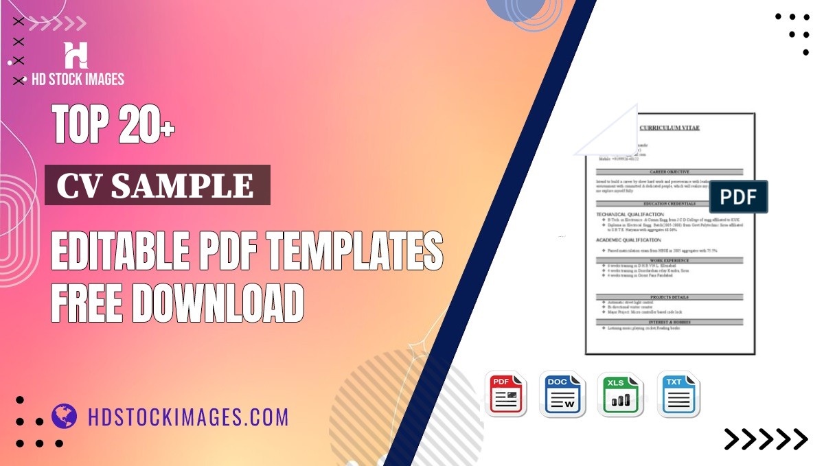 Top 20+ Cv Sample  Editable PDF Templates Free Download