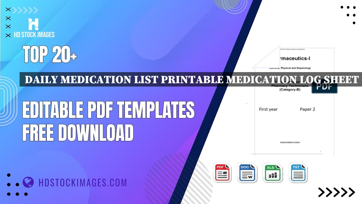 Top 20+ Daily Medication List Printable Medication Log Sheet Editable PDF Templates Free Download