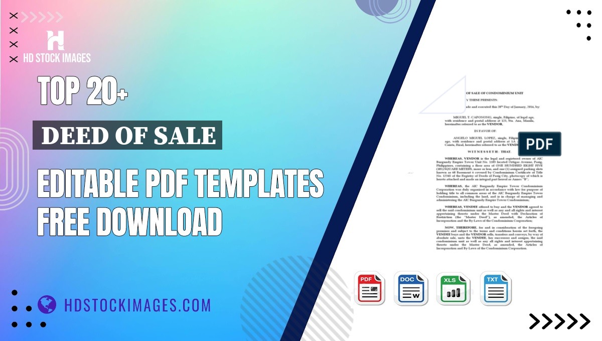 Top 20+ Deed Of Sale Editable PDF Templates Free Download