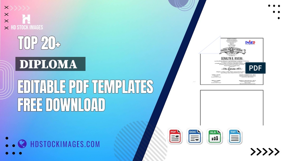 Top 20+ Diploma   Editable PDF Templates Free Download