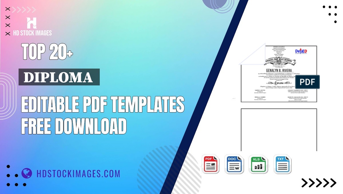 Top 20+ Diploma  Editable PDF Templates Free Download