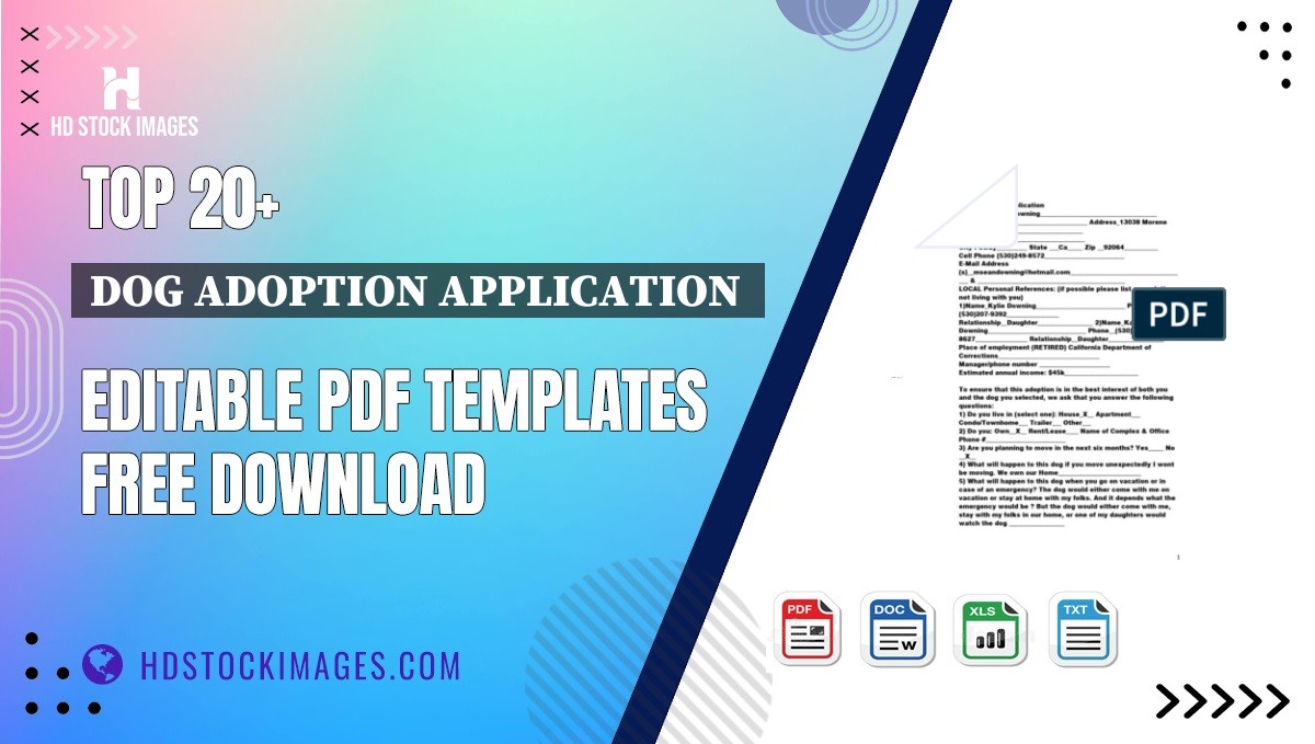 Top 20+ Dog Adoption Application  Editable PDF Templates Free Download